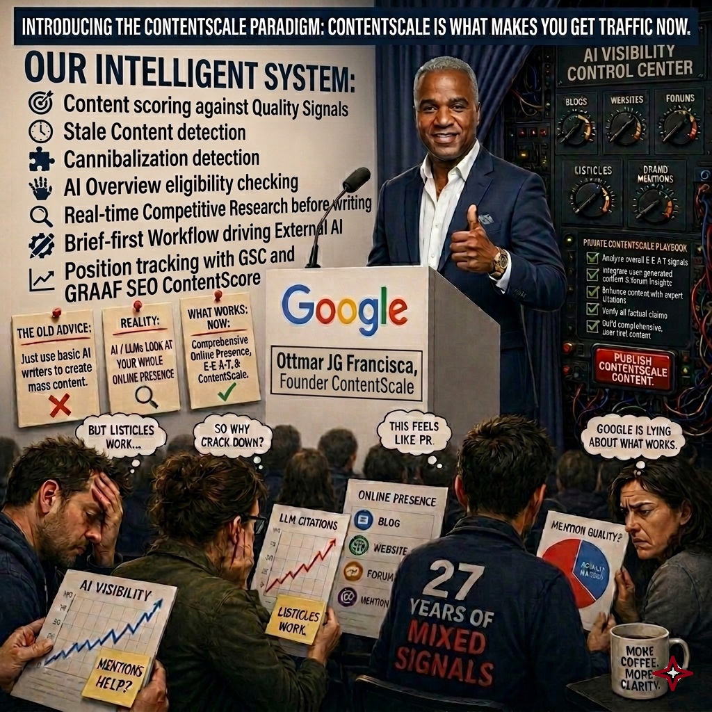 Content at Scale — ContentScale platform showing ContentScore 99 with GRAAF CRAFT Framework for international SEO