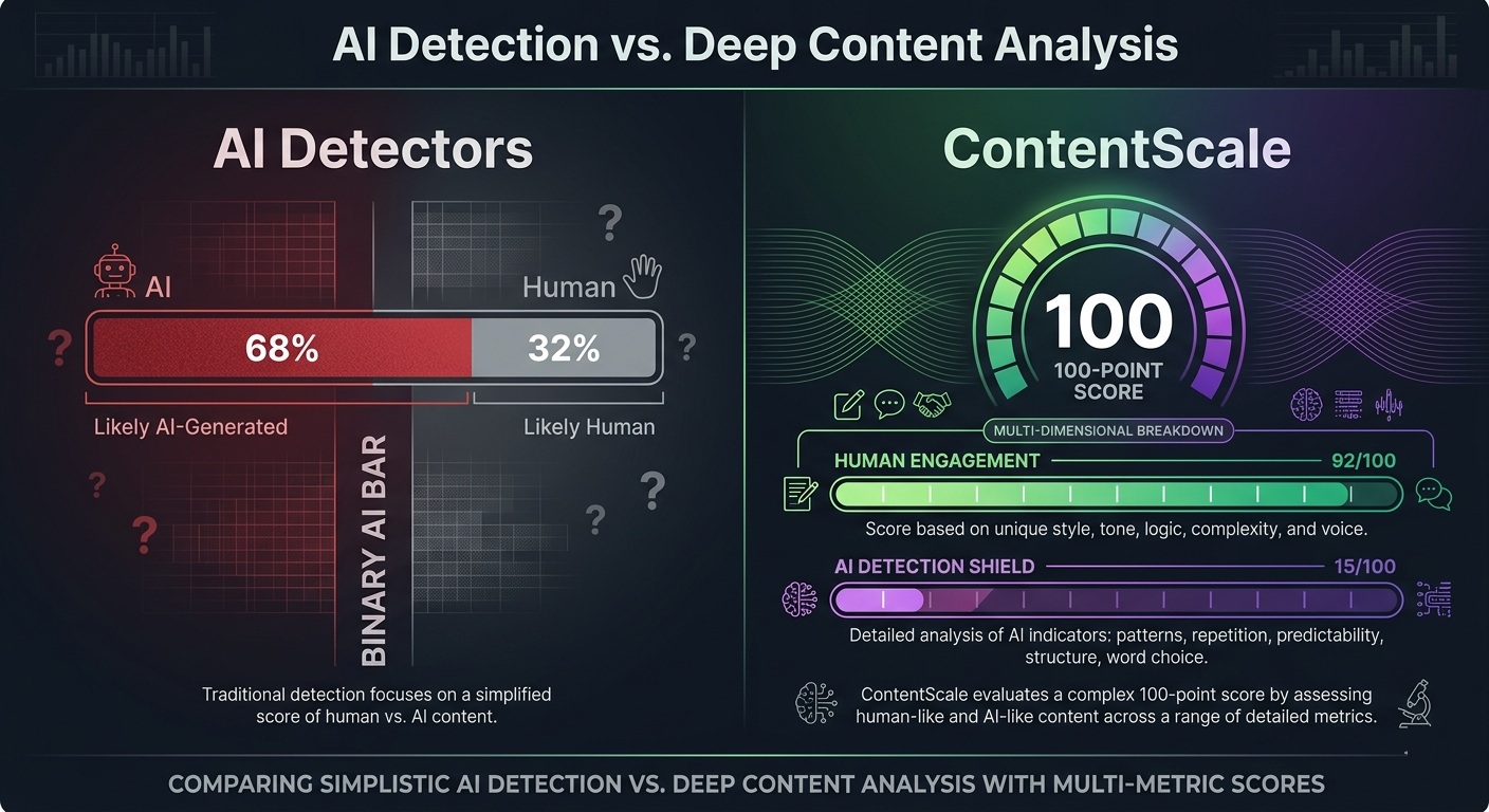 Content at Scale vs AI detectors — ContentScale measures ranking signals not AI percentage