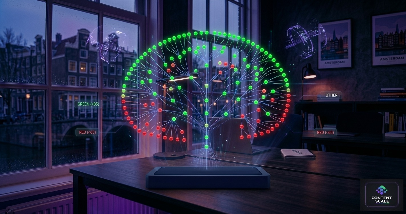 Sitemap scan showing multiple pages scored green and red by content quality